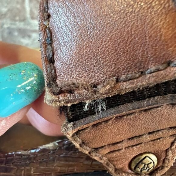 Ariat Rattan Brown Leather Woven Strap Slip On Mule Clog sz 7.5 - Picture 11 of 12